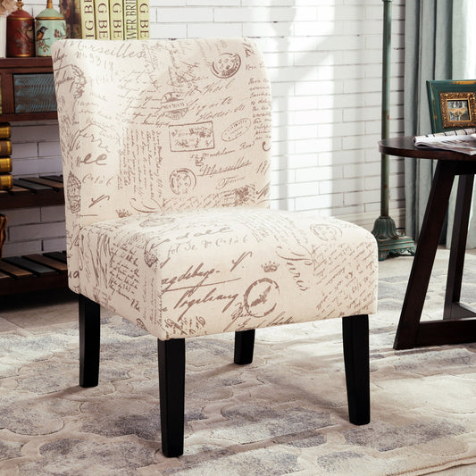 Roundhill Furniture Capa Fabric Armless Contemporary Accent Chair, English Letter Print