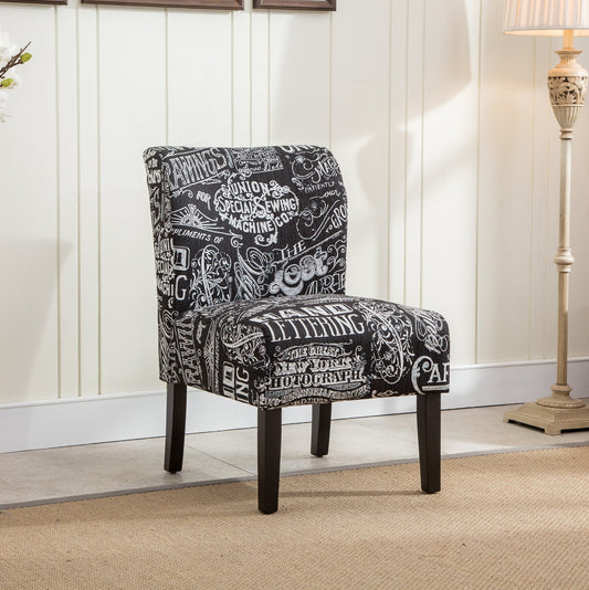 Roundhill Furniture Capa Fabric Armless Contemporary Accent Chair, Chalkboard Shadow Print