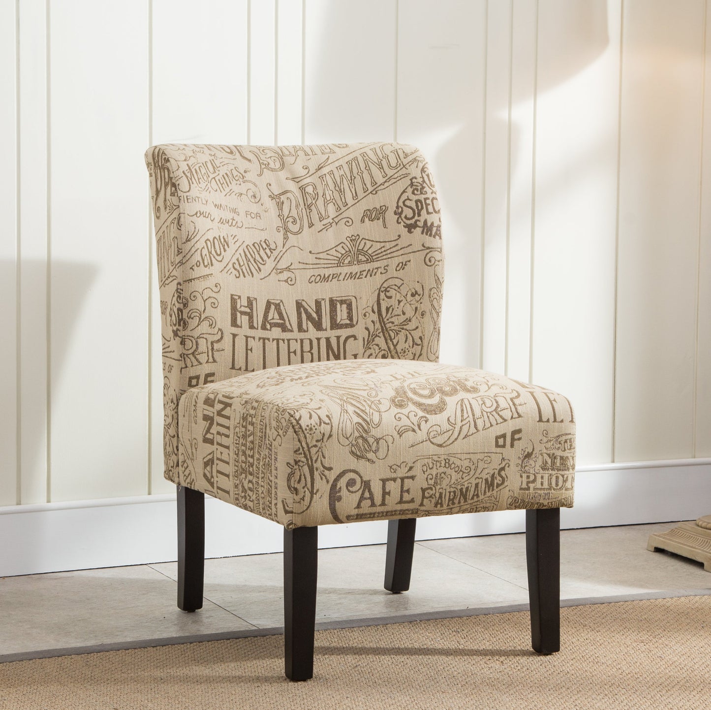 Roundhill Furniture Capa Fabric Armless Contemporary Accent Chair