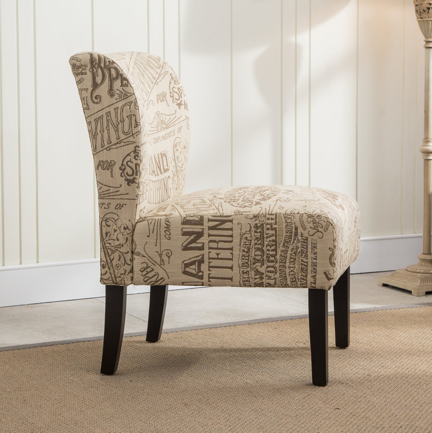 Roundhill Furniture Capa Fabric Armless Contemporary Accent Chair