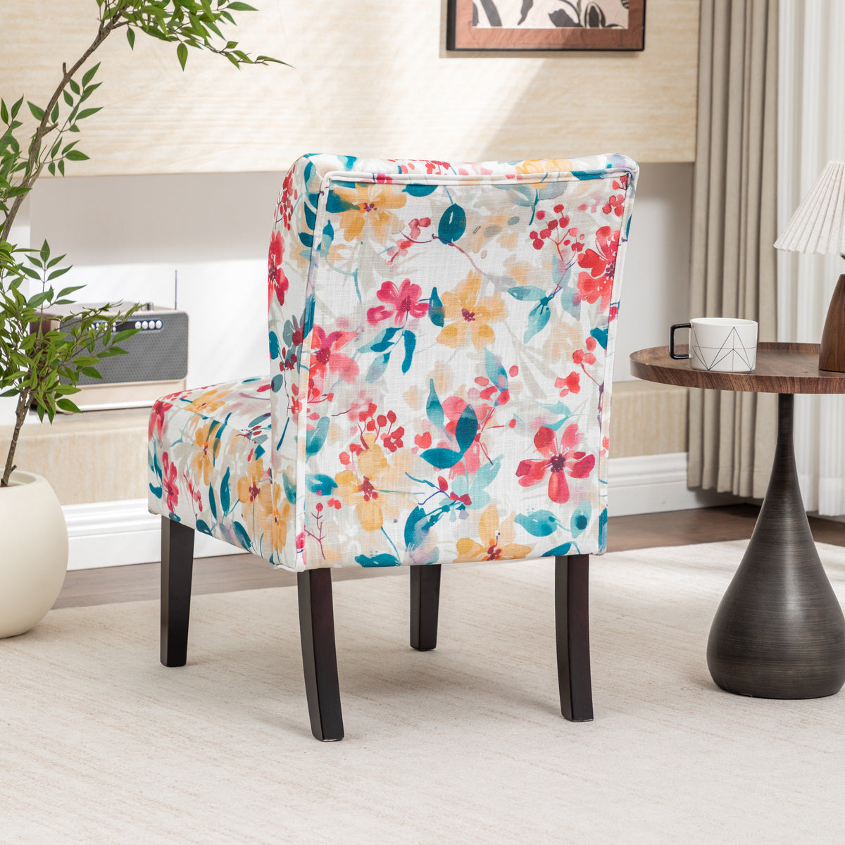 Capa Print Fabric Armless Contemporary Accent Chair