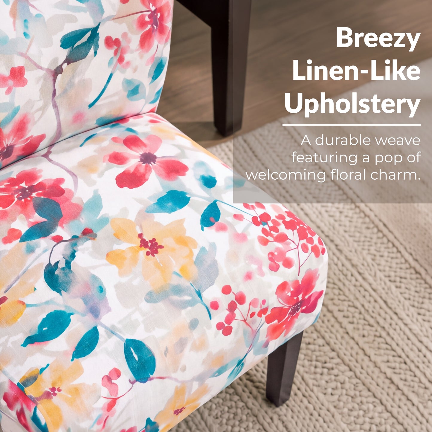 Capa Print Fabric Armless Contemporary Accent Chair