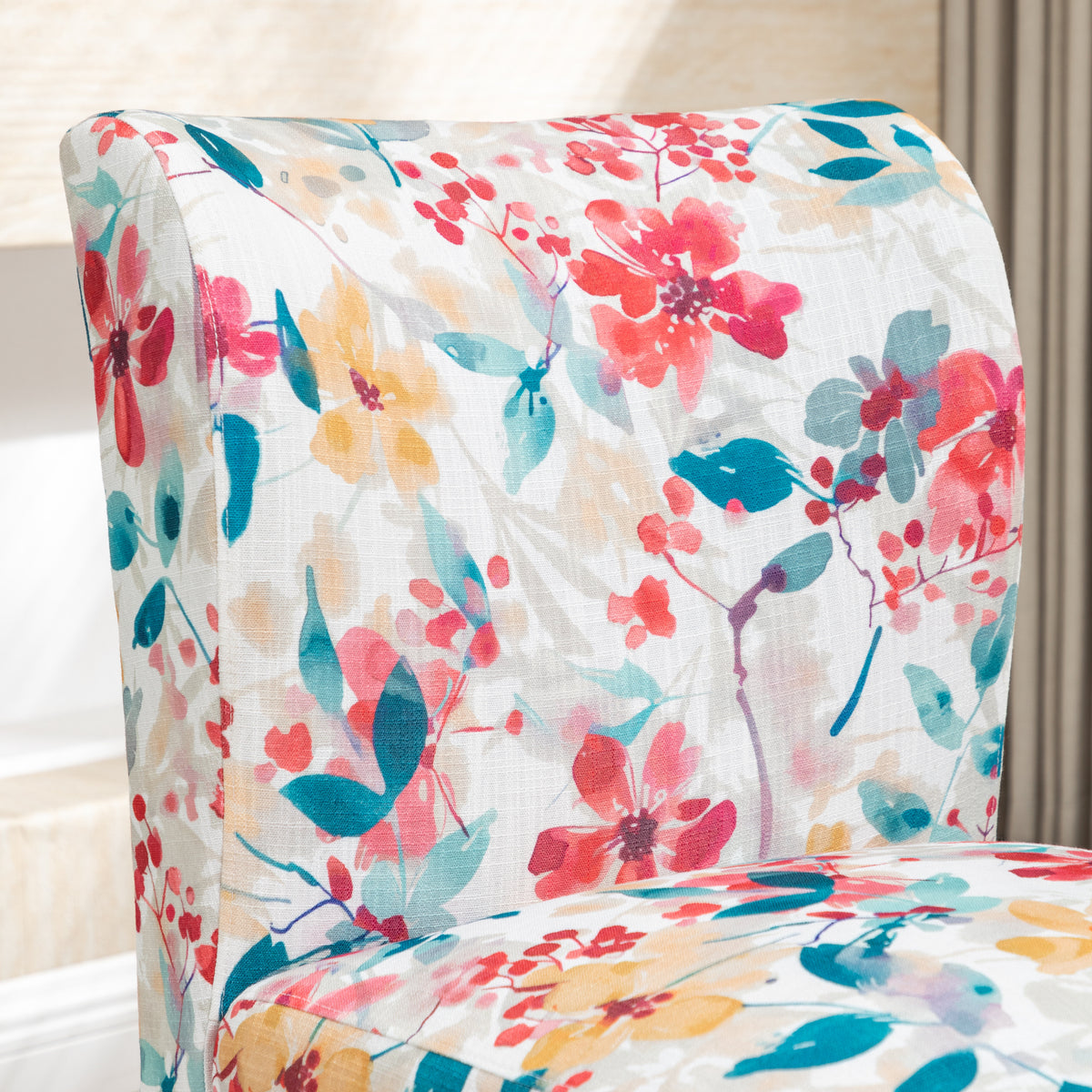 Capa Print Fabric Armless Contemporary Accent Chair