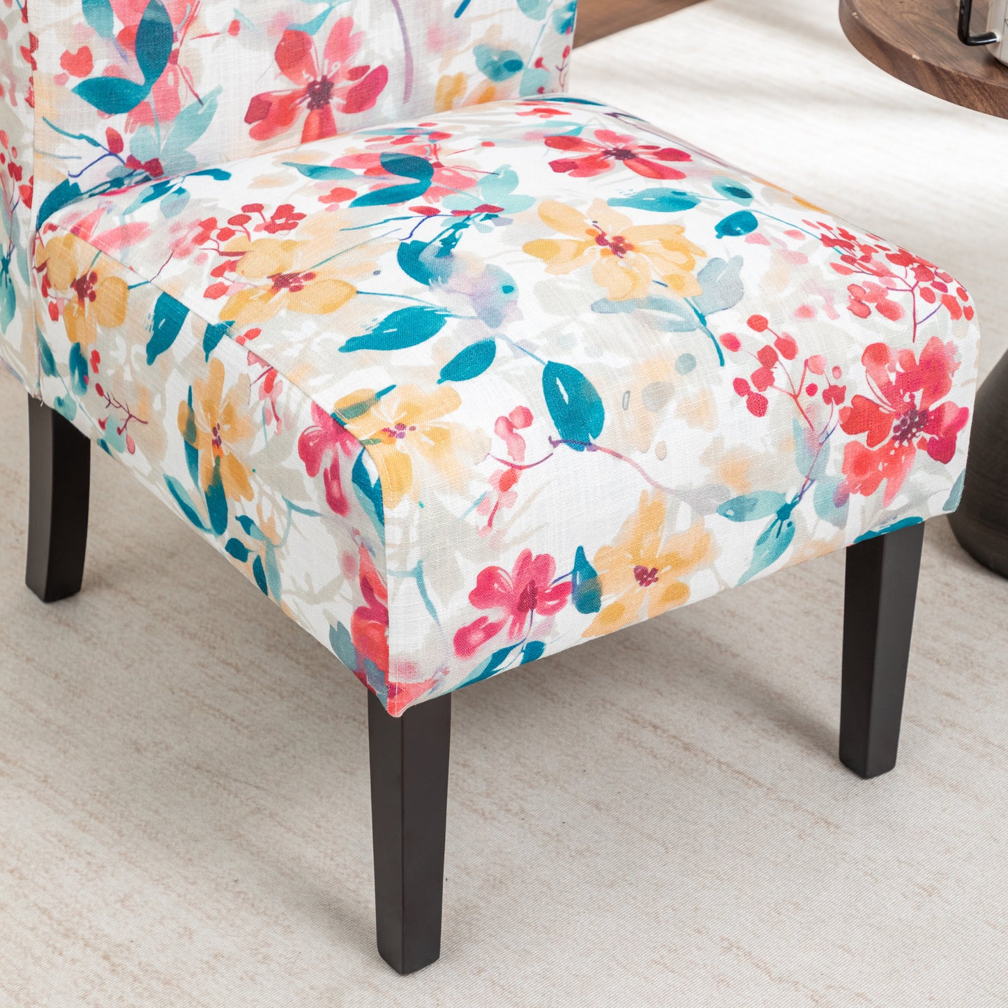 Capa Print Fabric Armless Contemporary Accent Chair