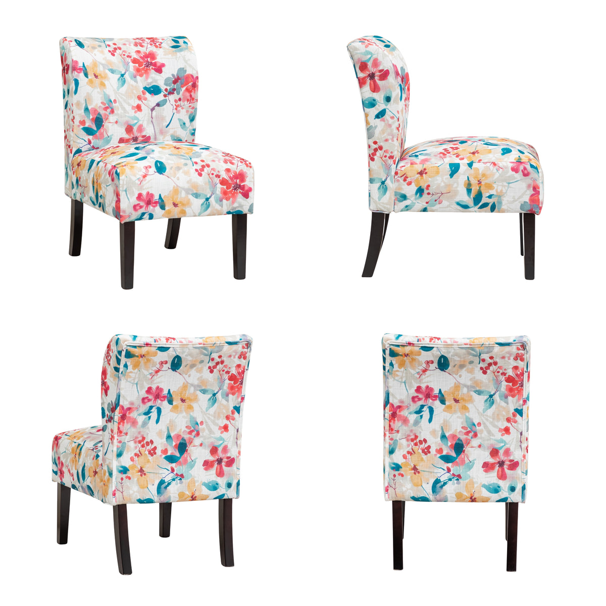 Capa Print Fabric Armless Contemporary Accent Chair
