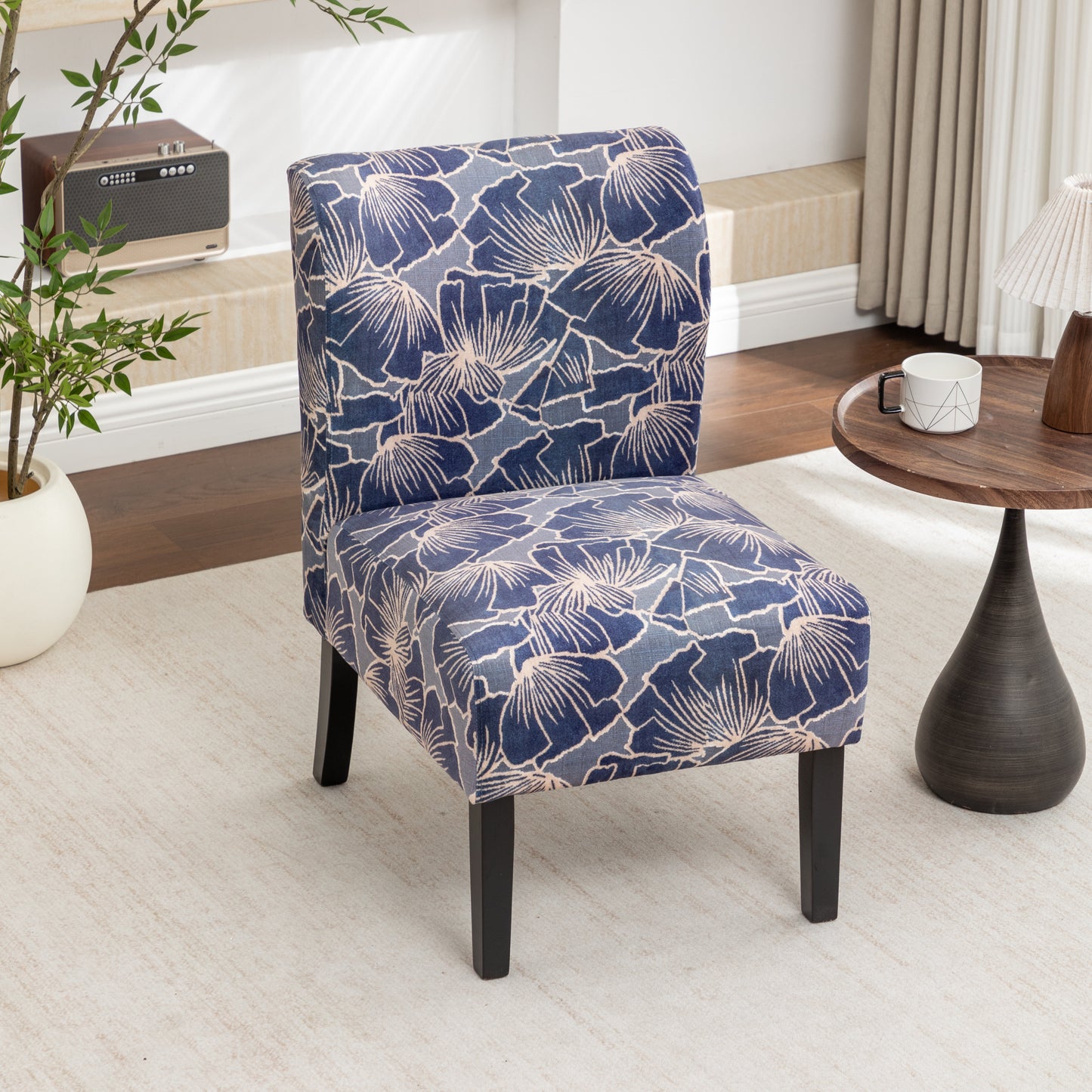 Capa Print Fabric Armless Contemporary Accent Chair