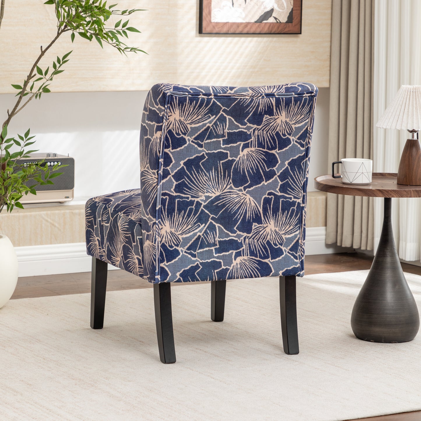 Capa Print Fabric Armless Contemporary Accent Chair