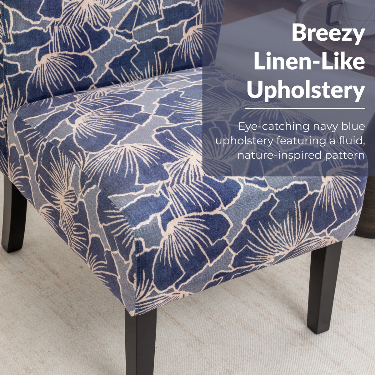 Capa Print Fabric Armless Contemporary Accent Chair