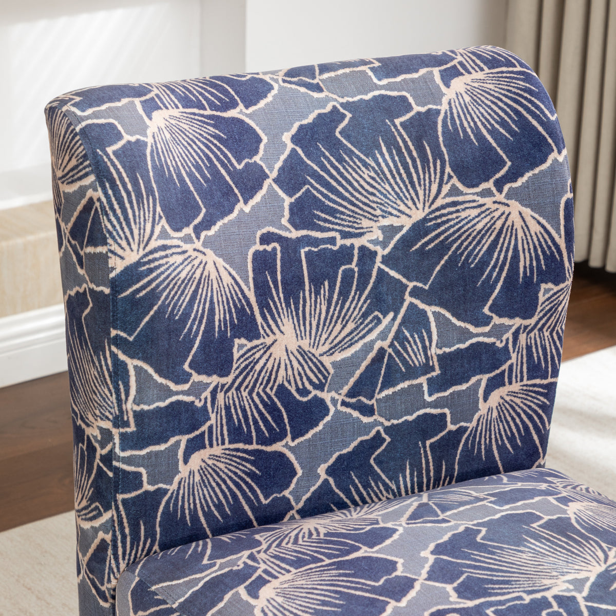 Capa Print Fabric Armless Contemporary Accent Chair
