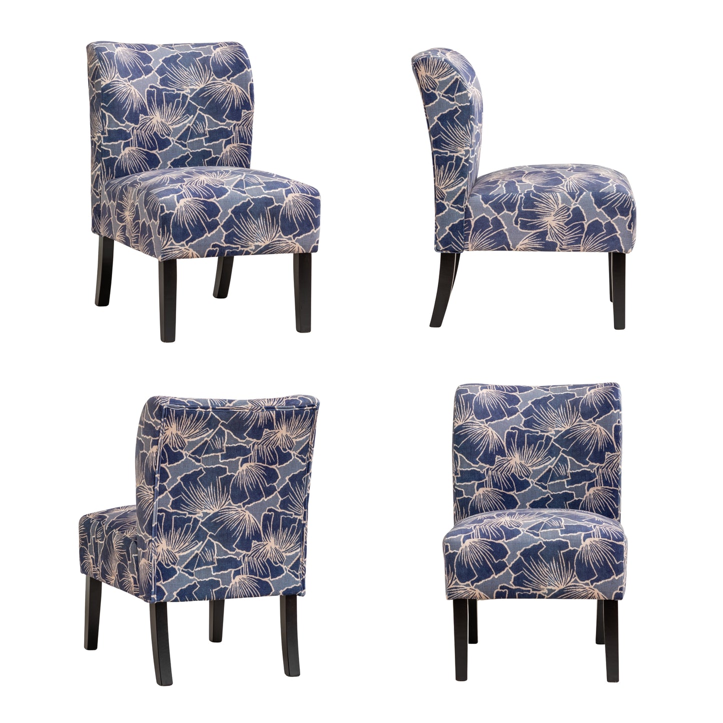 Capa Print Fabric Armless Contemporary Accent Chair