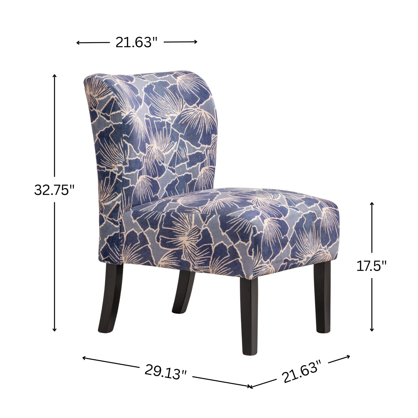 Capa Print Fabric Armless Contemporary Accent Chair
