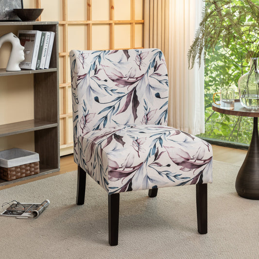 Roundhill Furniture Capa Fabric Armless Contemporary Accent Chair, Purple Floral