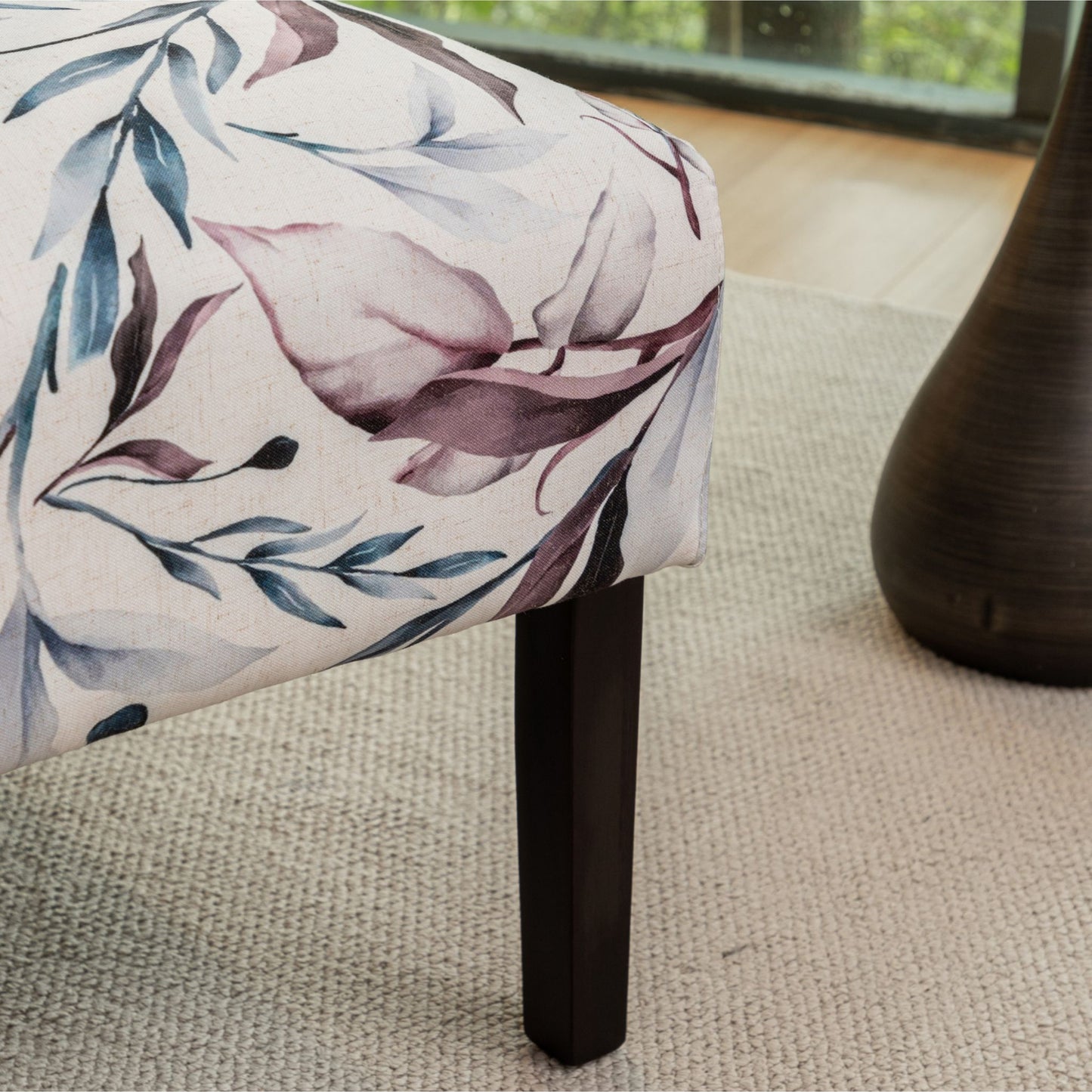 Capa Purple Floral Print Fabric Armless Contemporary Accent Chair