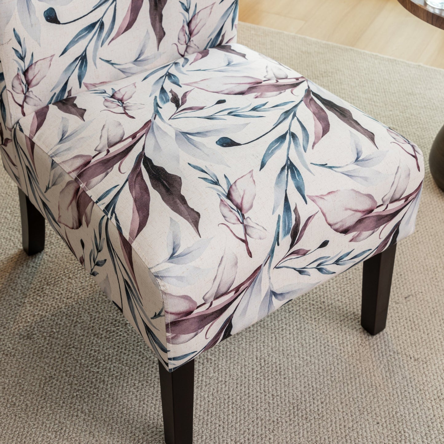 Capa Purple Floral Print Fabric Armless Contemporary Accent Chair