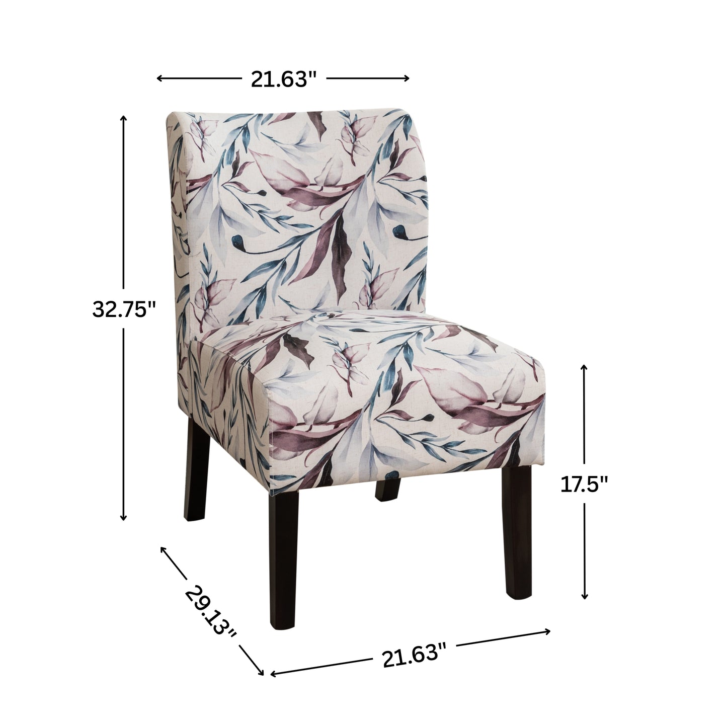 Capa Purple Floral Print Fabric Armless Contemporary Accent Chair