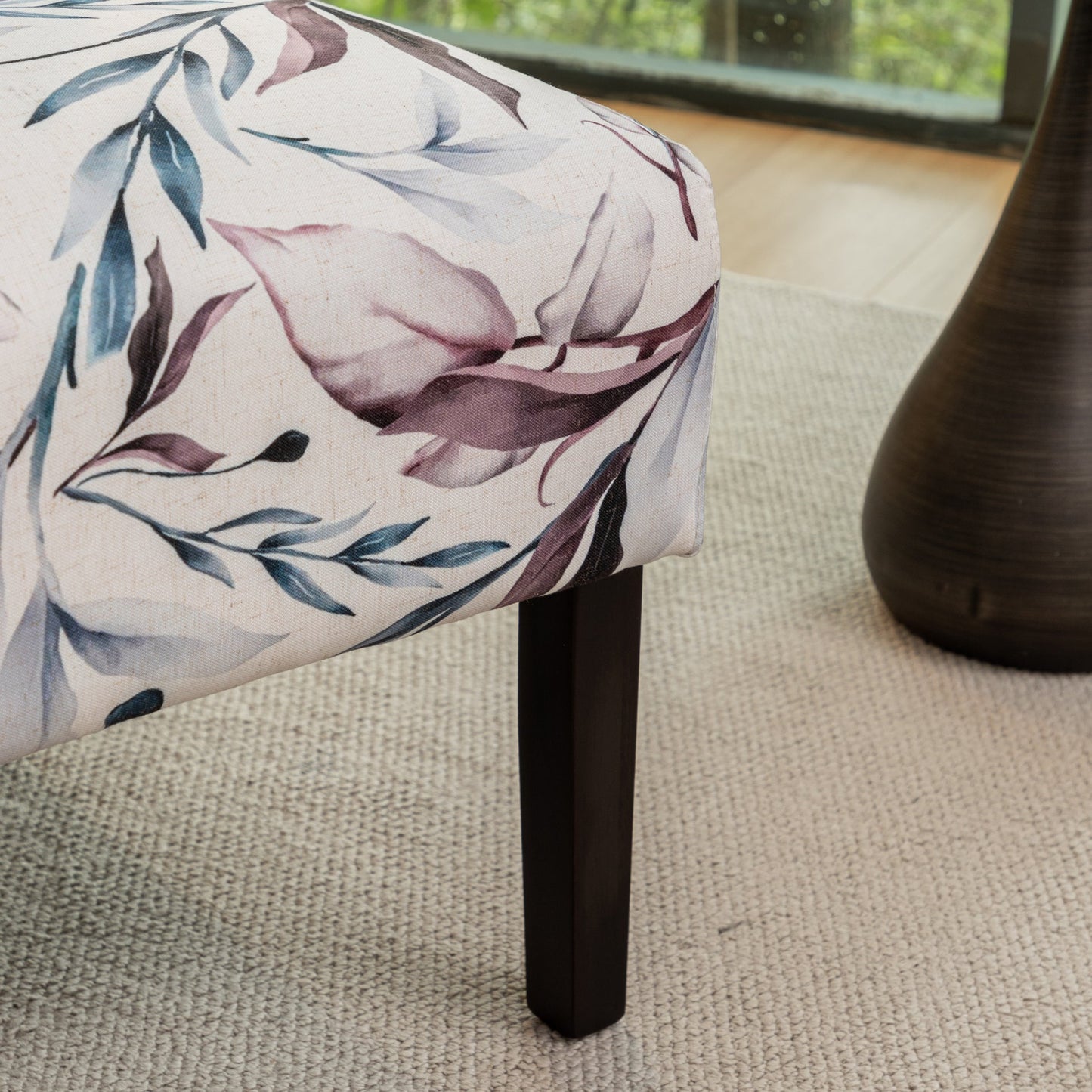 Capa Purple Floral Print Fabric Armless Contemporary Accent Chair