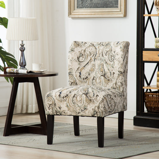 Capa Print Fabric Armless Contemporary Accent Chair, Paisley