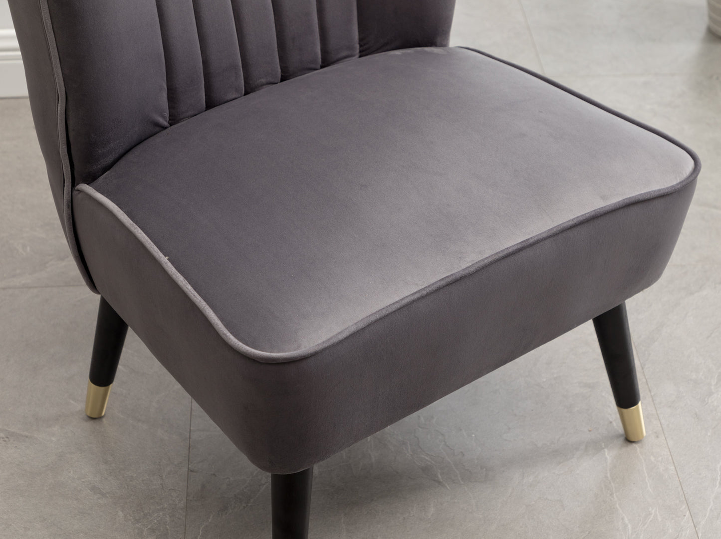 Elon Contemporary Velvet Upholstered Accent Chair, Gray