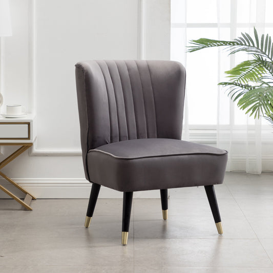 Roundhill Furniture Elon Contemporary Velvet Upholstered Accent Chair, Gray