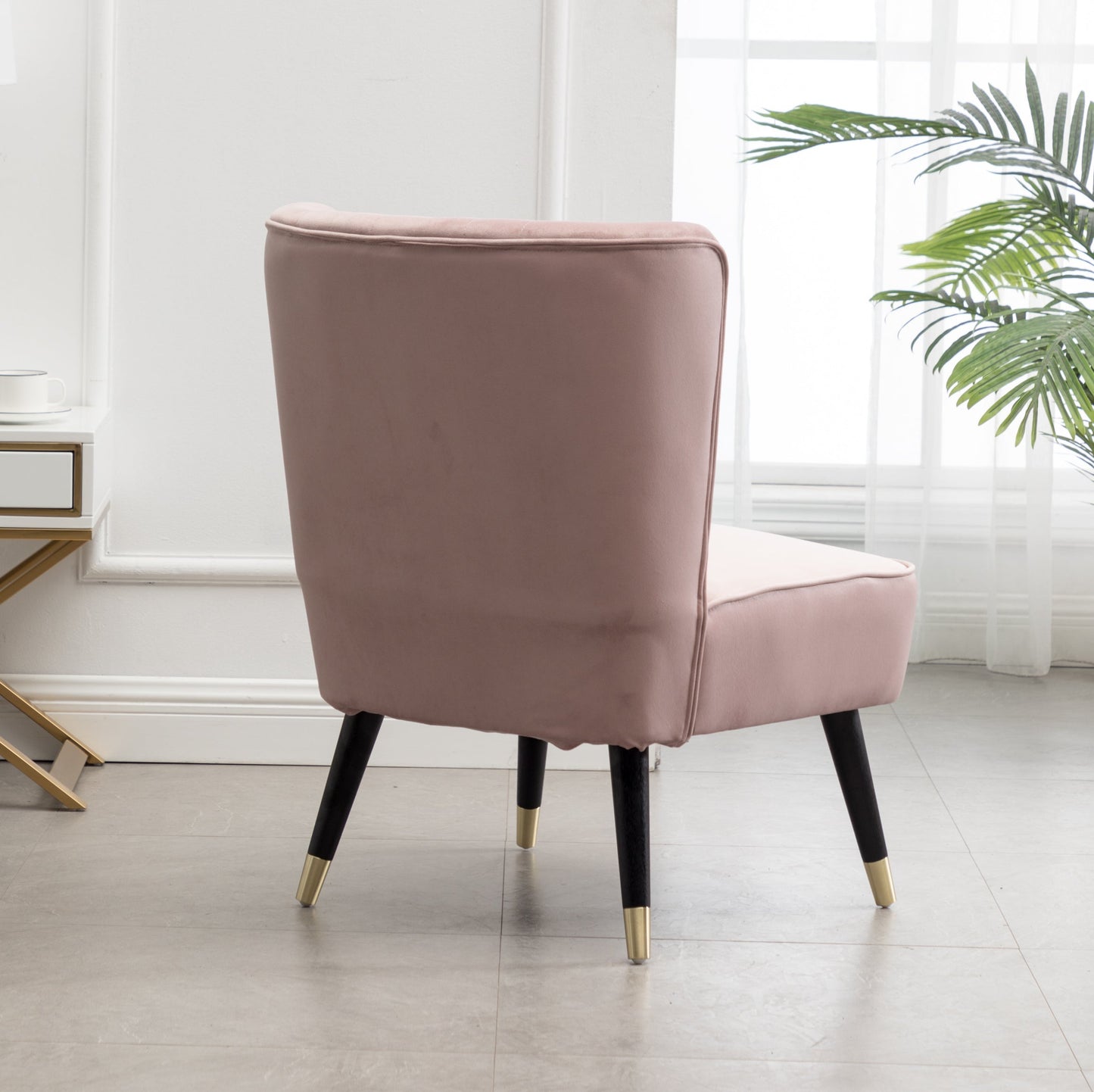 Roundhill Furniture Elon Contemporary Velvet Upholstered Accent Chair, Pink