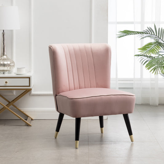 Roundhill Furniture Elon Contemporary Velvet Upholstered Accent Chair, Pink