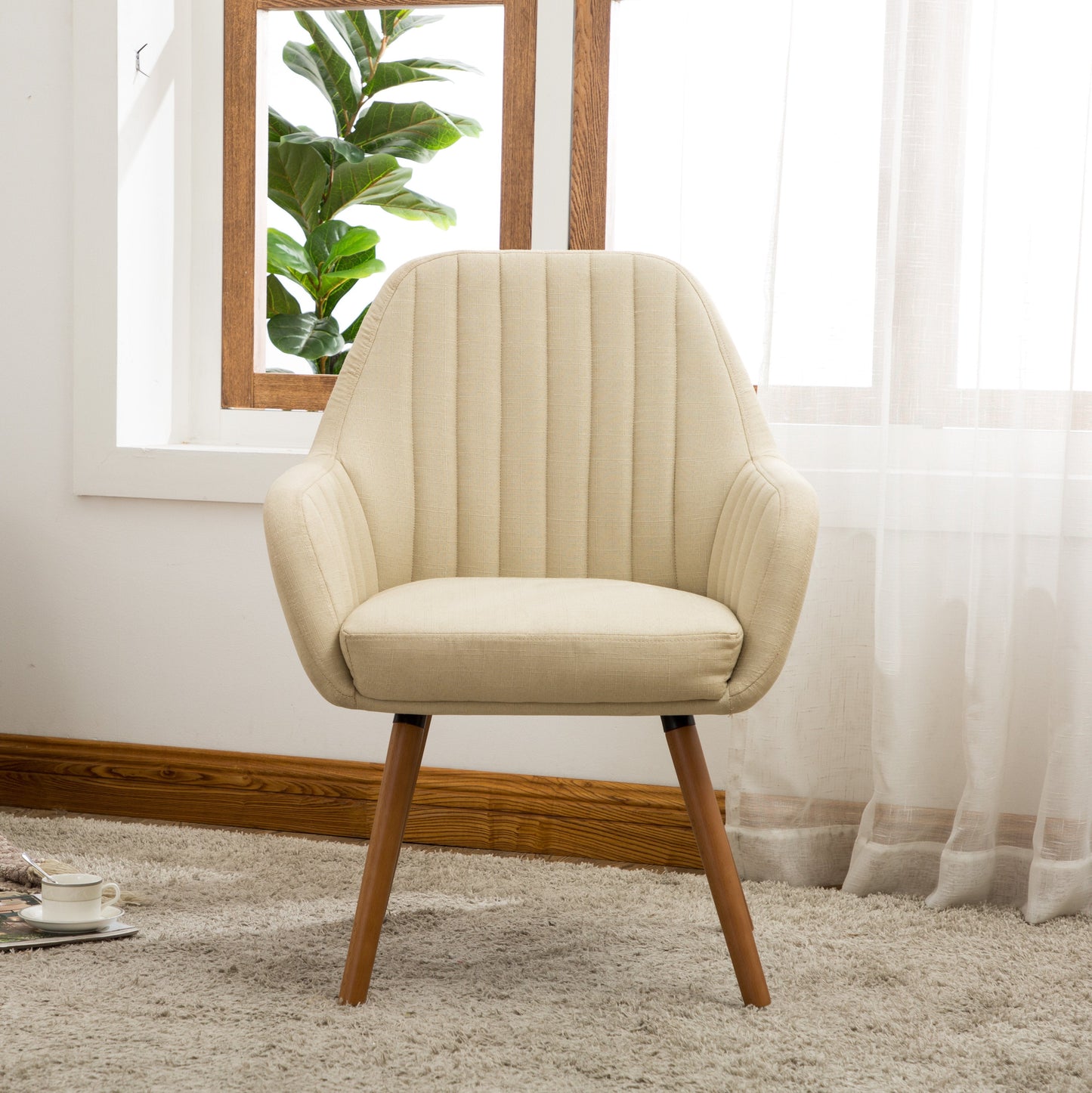 Roundhill Furniture Tuchico Contemporary Fabric Accent Chair, Tan