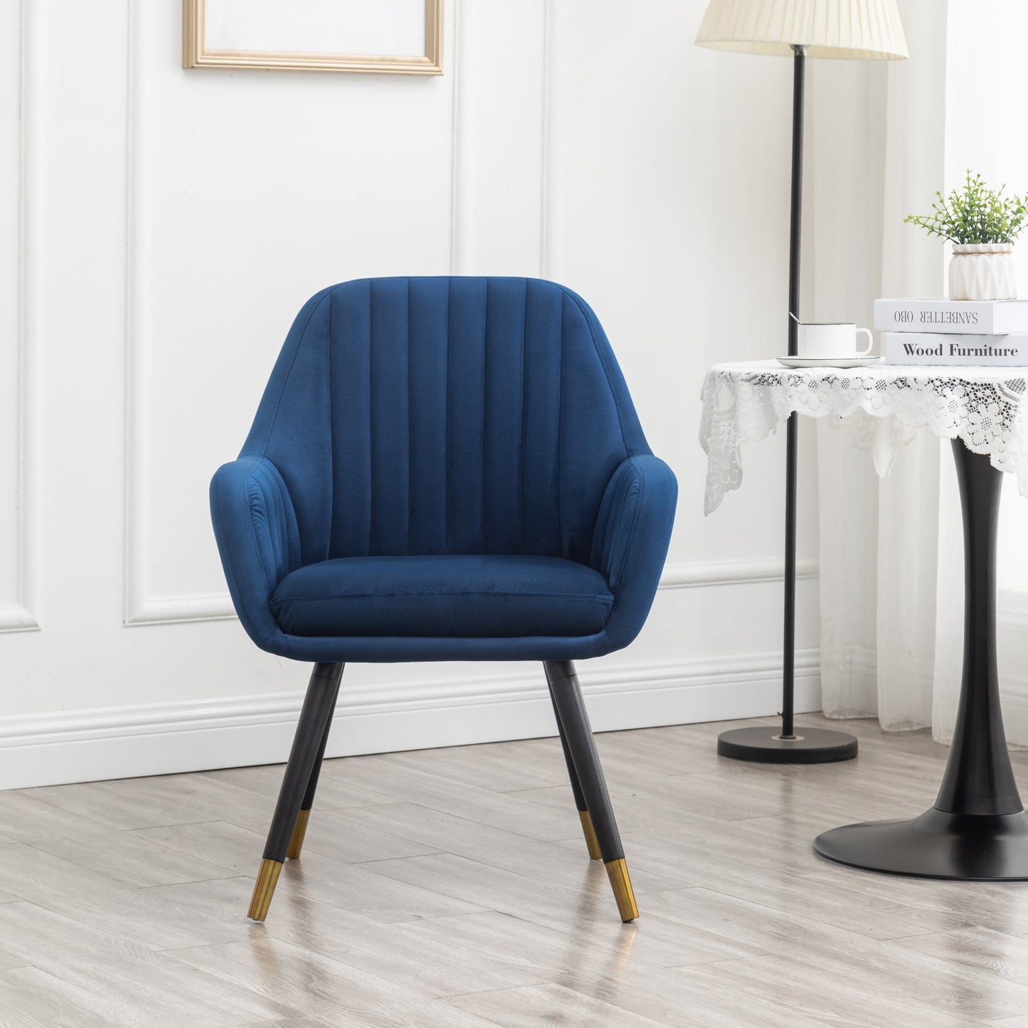 Tuchico Contemporary Velvet Upholstered Accent Chair, Blue