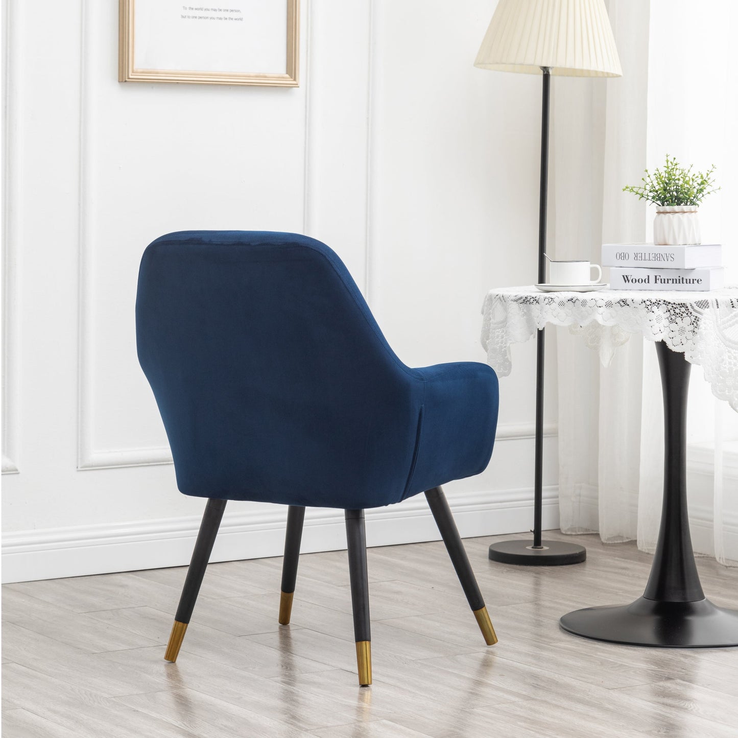 Tuchico Contemporary Velvet Upholstered Accent Chair, Blue