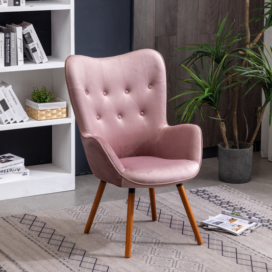 Roundhill Furniture Doarnin Contemporary Silky Velvet Tufted Button Back Accent Chair, Mauve