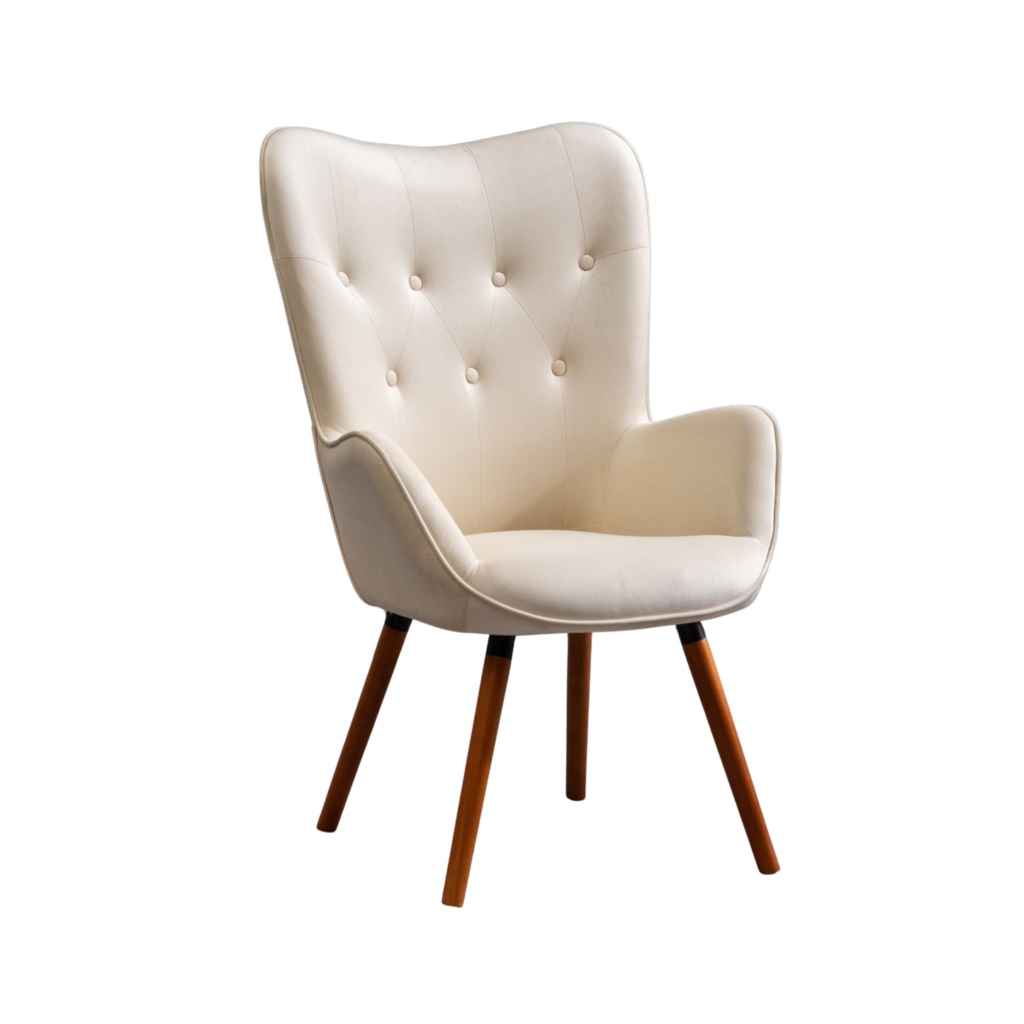 Doarnin Contemporary Silky Velvet Tufted Button Back Accent Chair, White