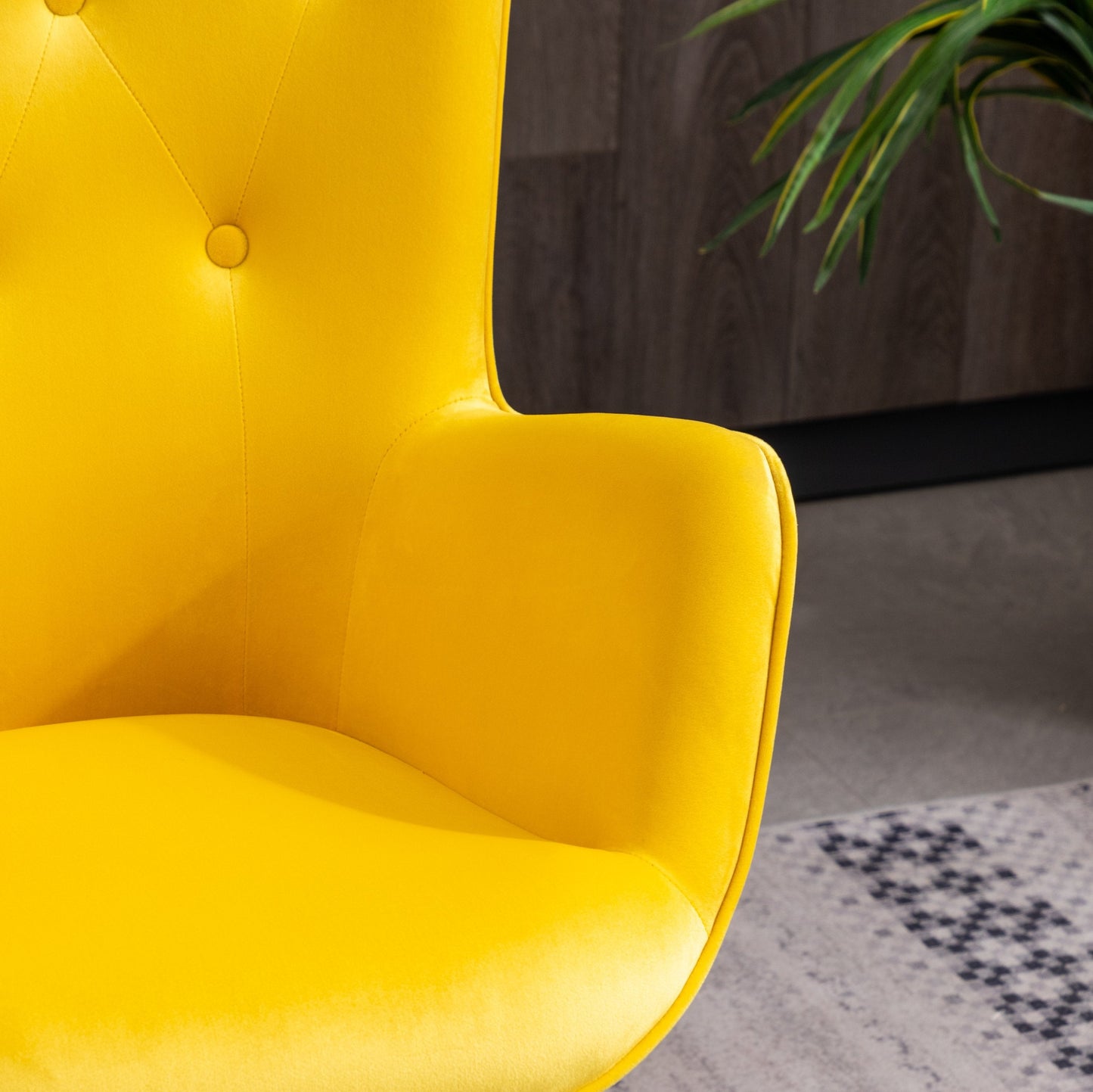 Roundhill Furniture Doarnin Contemporary Silky Velvet Tufted Button Back Accent Chair, Yellow