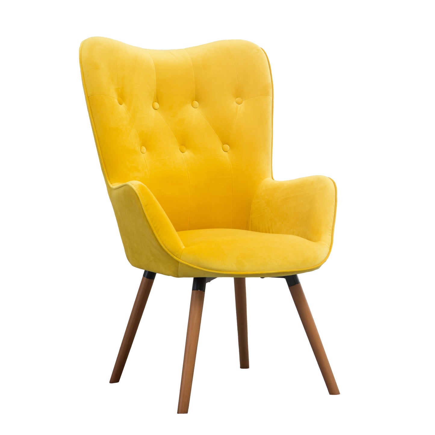 Roundhill Furniture Doarnin Contemporary Silky Velvet Tufted Button Back Accent Chair, Yellow