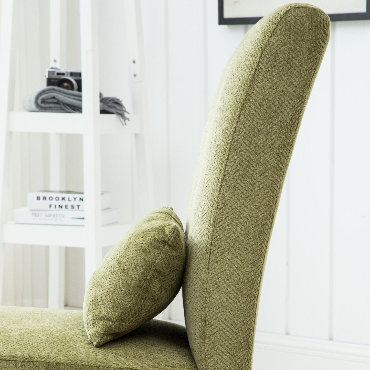 Roundhill Furniture Pisano chenille Fabric Armless Contemporary Accent Chair with Matching Kidney Pillow, Spring Green