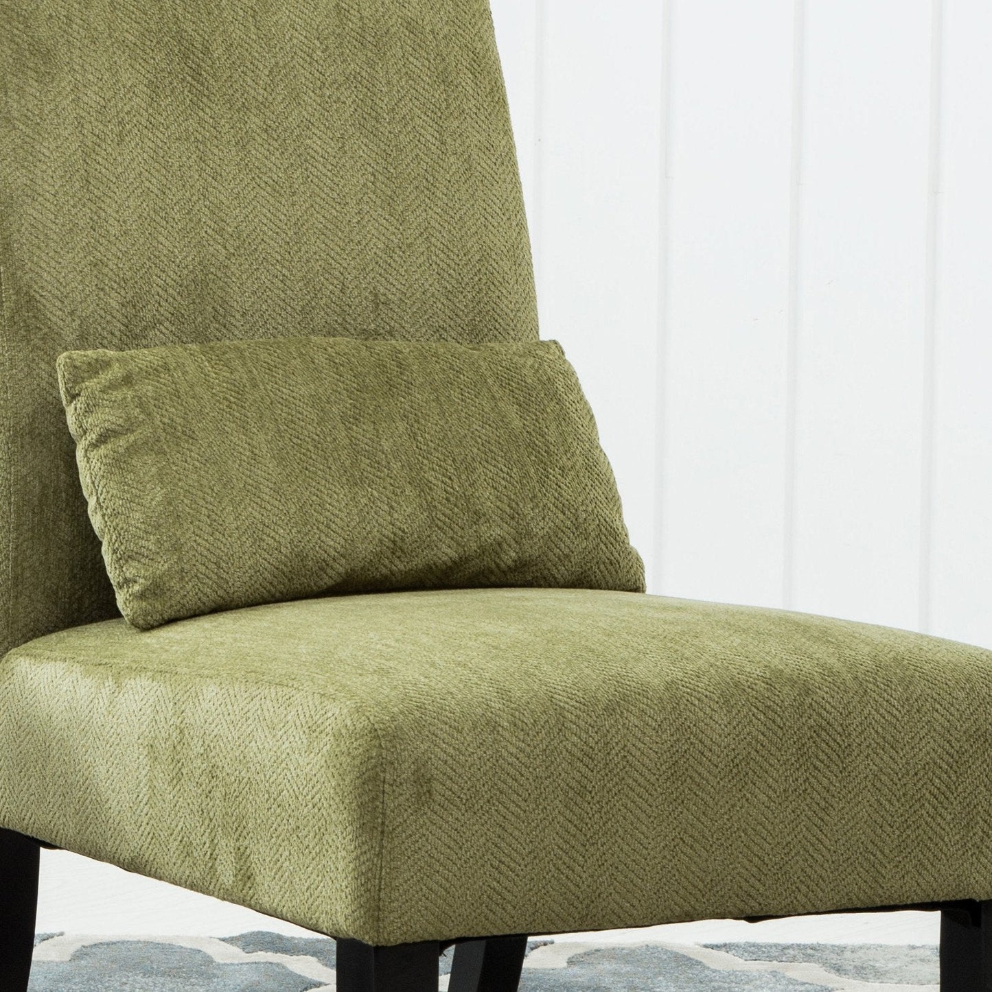 Roundhill Furniture Pisano chenille Fabric Armless Contemporary Accent Chair with Matching Kidney Pillow