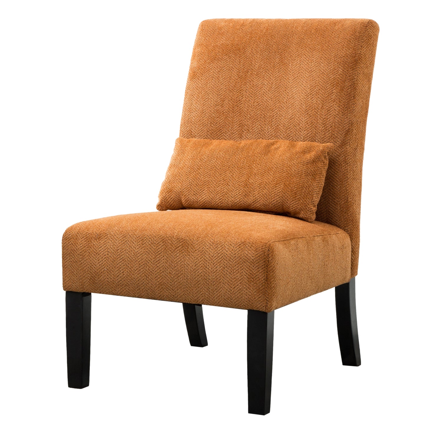 Roundhill Furniture Pisano chenille Fabric Armless Contemporary Accent Chair with Matching Kidney Pillow, Orange