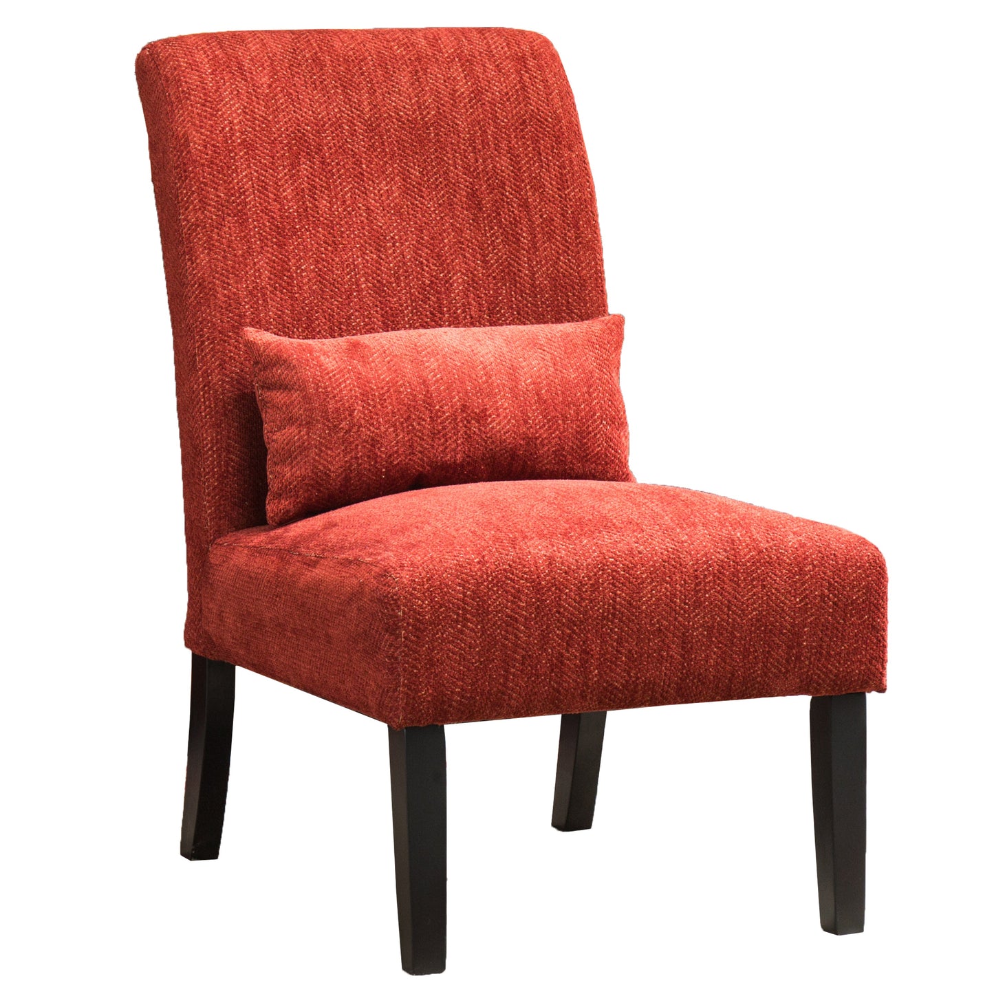 Roundhill Furniture Pisano chenille Fabric Armless Contemporary Accent Chair with Matching Kidney Pillow, Red