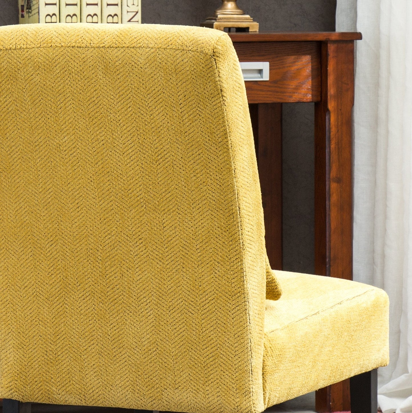 Roundhill Furniture Pisano chenille Fabric Armless Contemporary Accent Chair with Matching Kidney Pillow