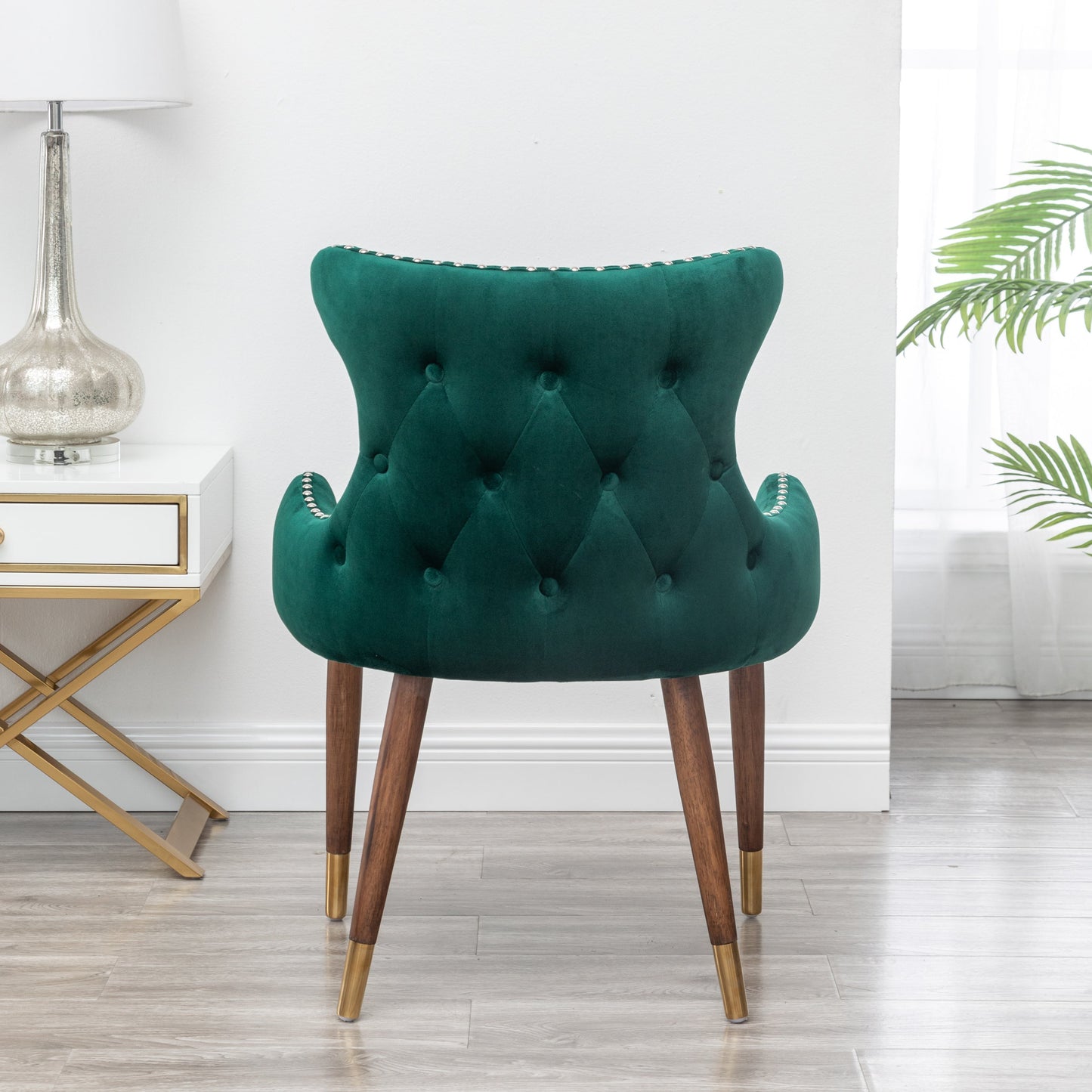 Roundhill Furniture Lindale Contemporary Velvet Upholstered Nailhead Trim Accent Chair, Green