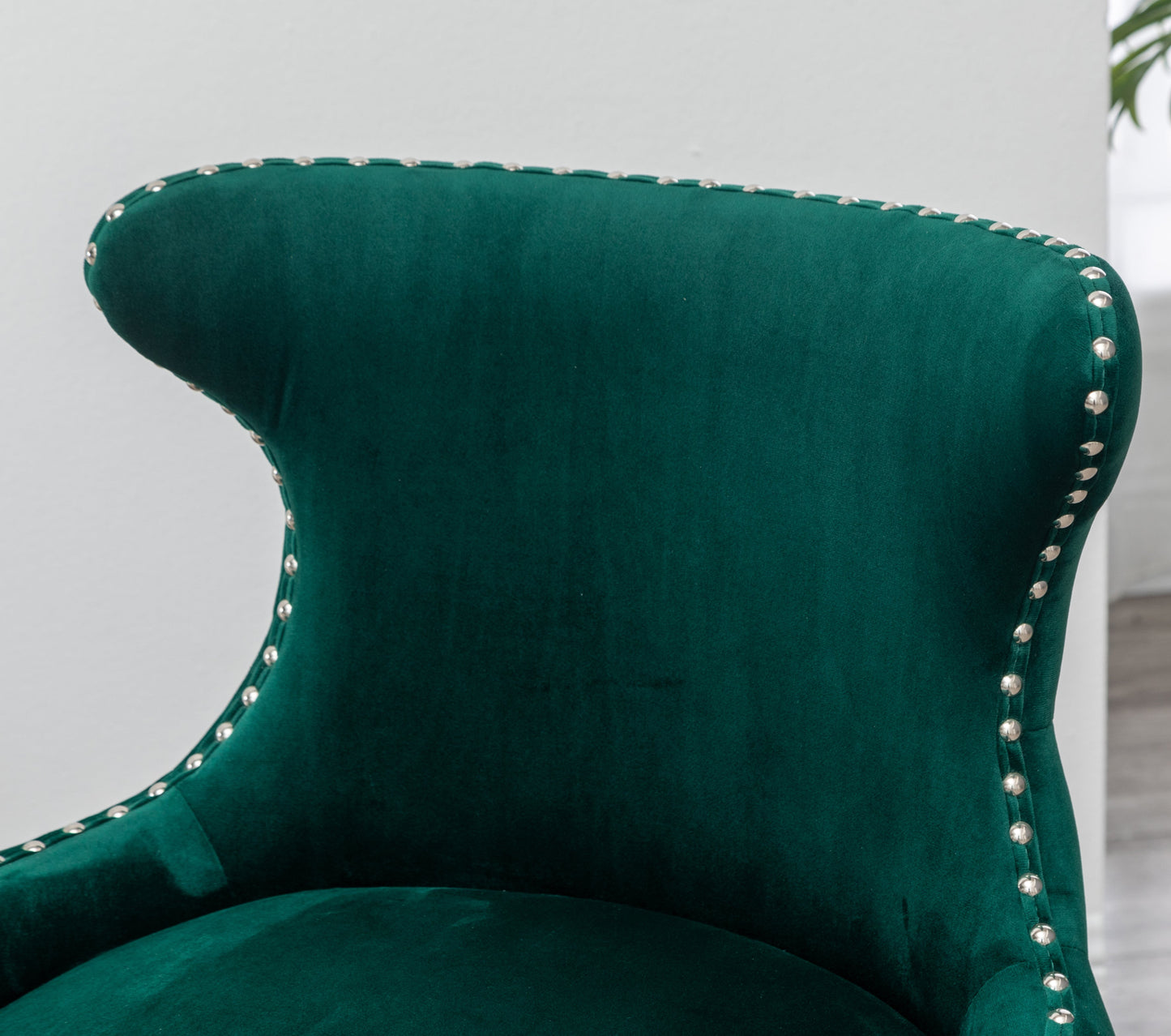 Roundhill Furniture Lindale Contemporary Velvet Upholstered Nailhead Trim Accent Chair, Green