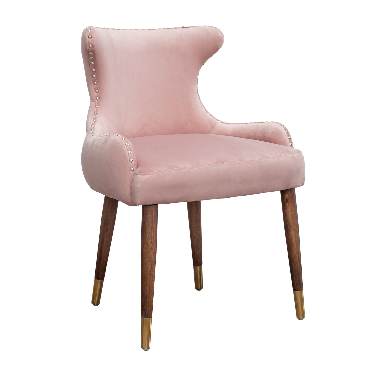 Roundhill Furniture Lindale Contemporary Velvet Upholstered Nailhead Trim Accent Chair, Pink