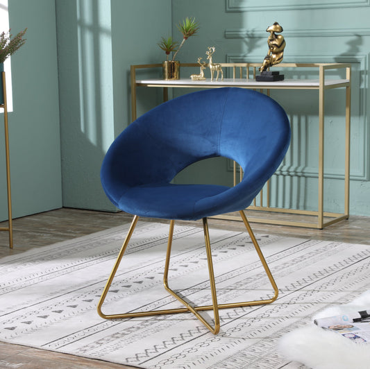 Roundhill Furniture Slatina Silky Velvet Upholstered Accent Chair, Blue with Gold Tone Finished Base