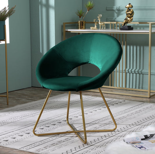 Roundhill Furniture Slatina Silky Velvet Upholstered Accent Chair, Green with Gold Tone Finished Base