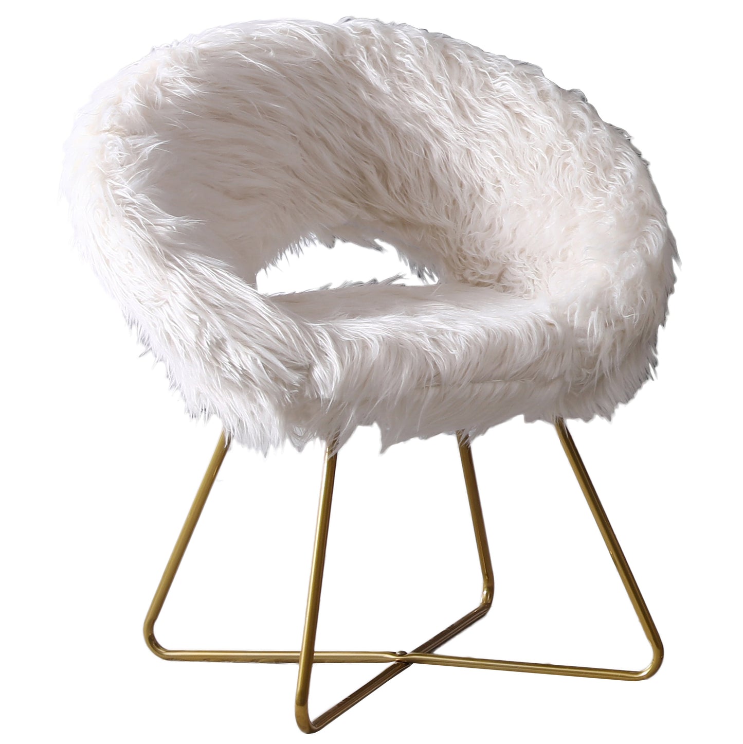 Roundhill Furniture Slatina Faux Fur Upholstered Accent Chair, White