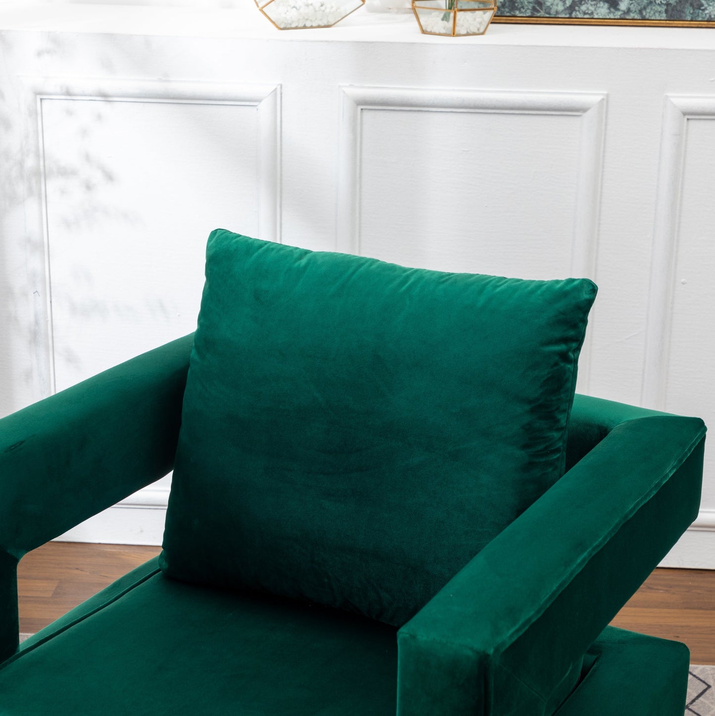 Roundhill Furniture Lenola Contemporary Upholstered Accent Arm Chair, Green