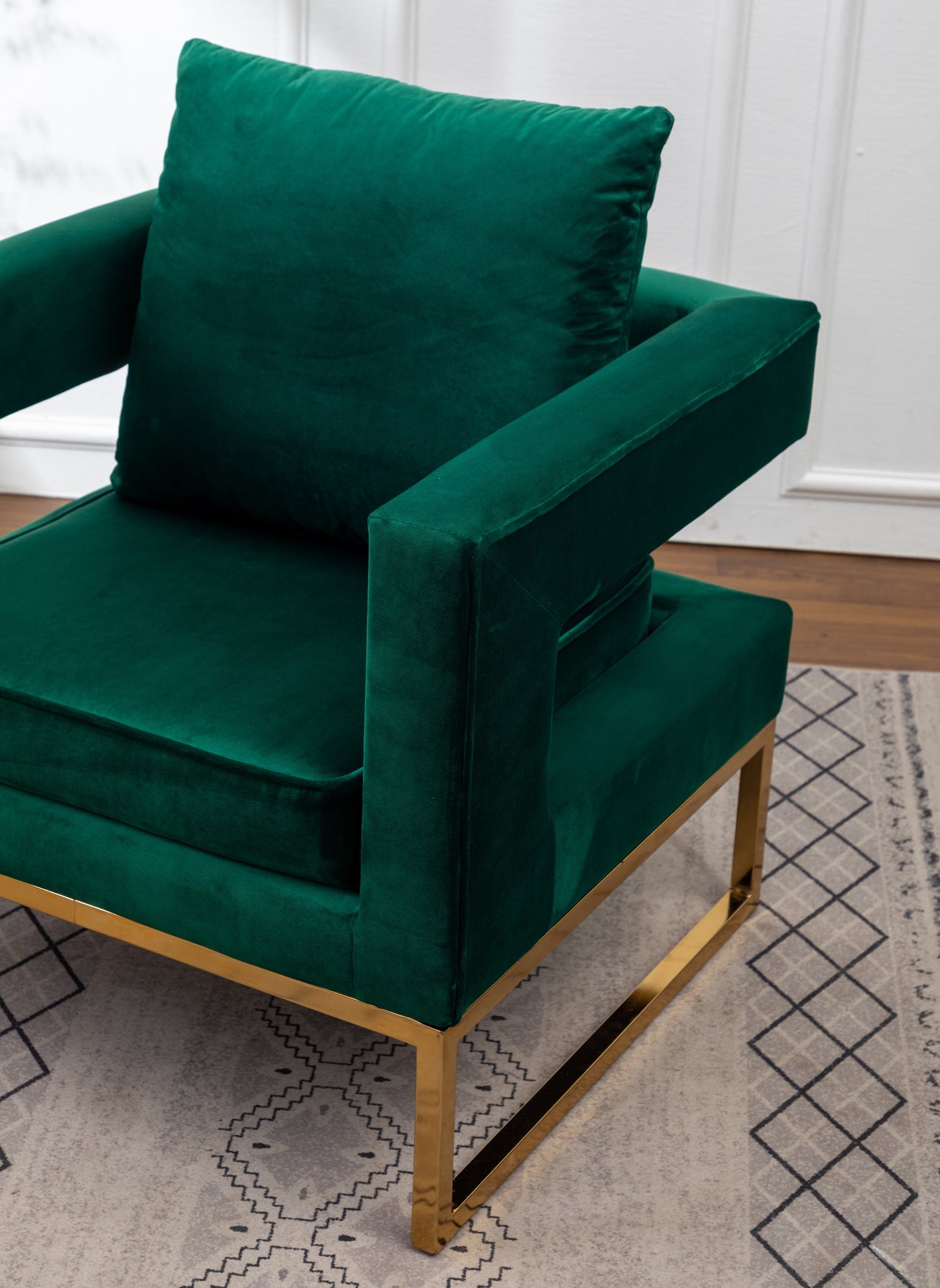 Roundhill Furniture Lenola Contemporary Upholstered Accent Arm Chair, Green