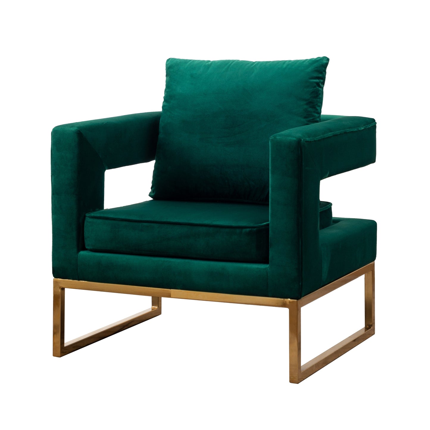 Roundhill Furniture Lenola Contemporary Upholstered Accent Arm Chair, Green