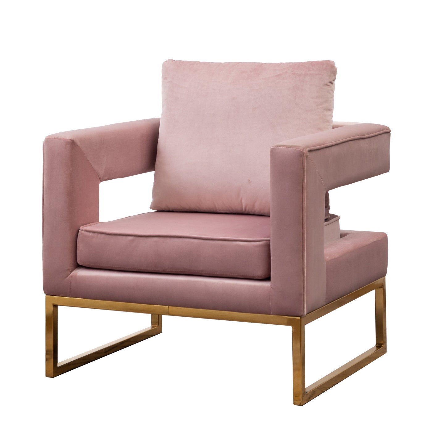 Roundhill Furniture Lenola Contemporary Upholstered Accent Arm Chair, Pink