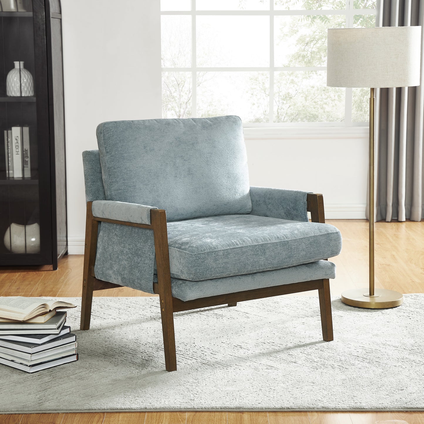 Roundhill Furniture Kelly Mid-Century Modern Velvet Accent Armchair