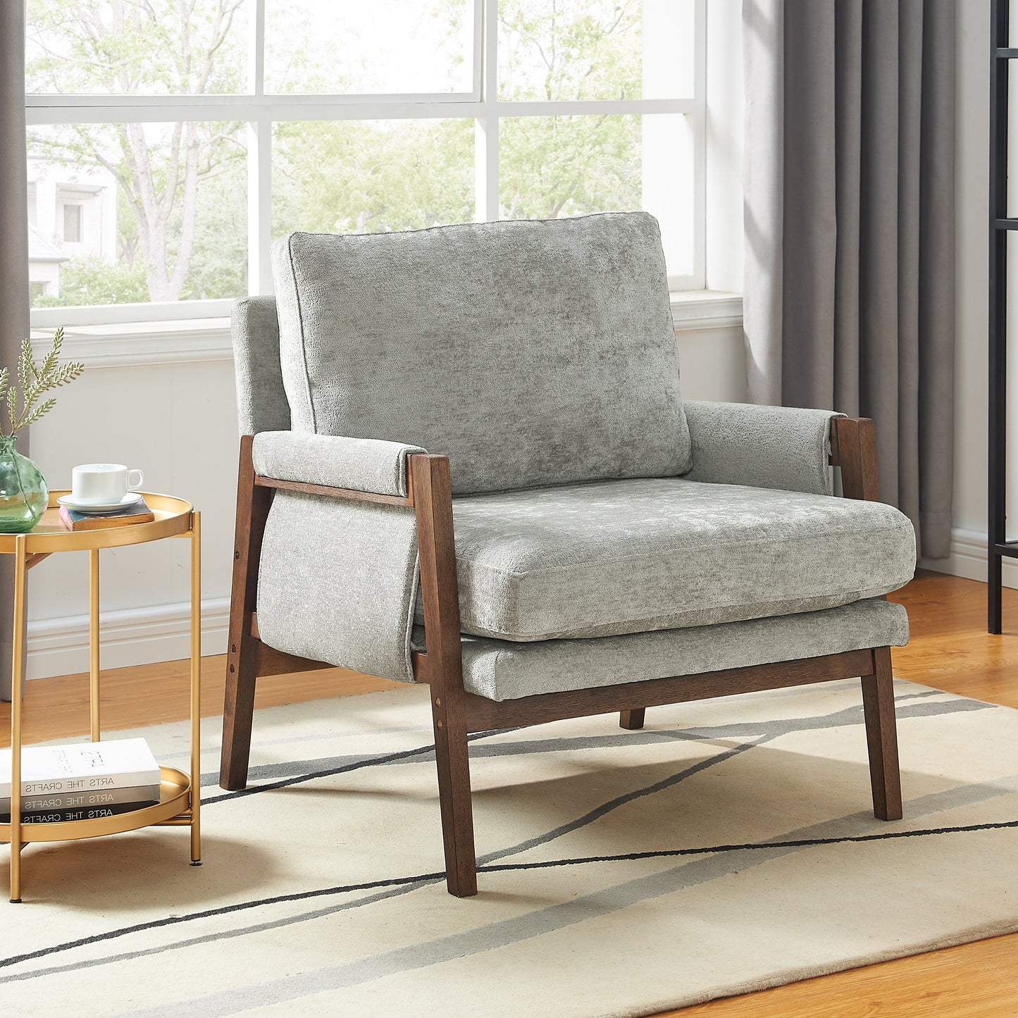 Roundhill Furniture Kelly Mid-Century Modern Velvet Accent Armchair