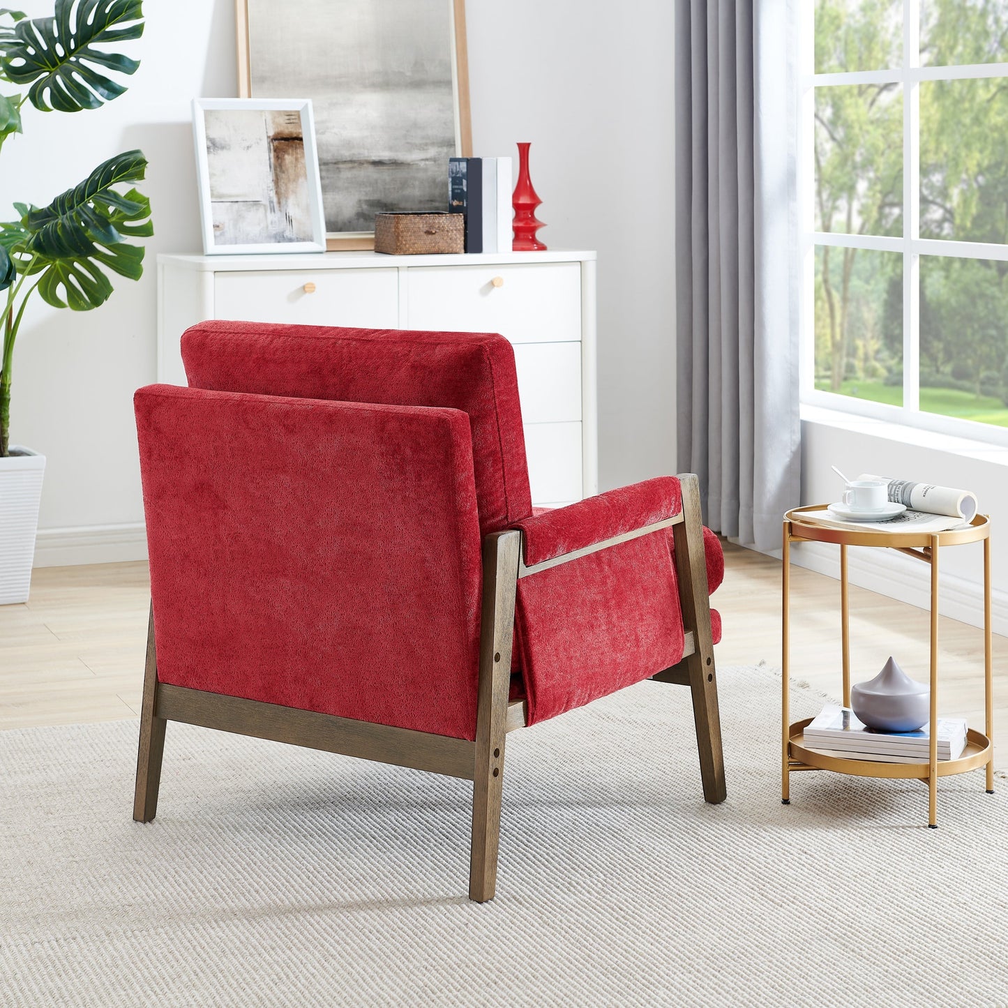 Roundhill Furniture Kelly Mid-Century Modern Velvet Accent Armchair